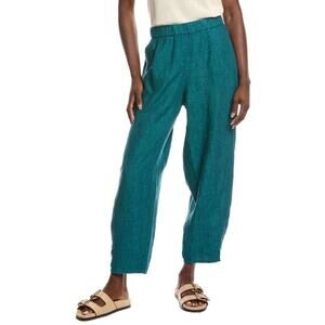 Eileen Fisher 100% Organic Linen Pants Womens Small Green Lantern Sustainable